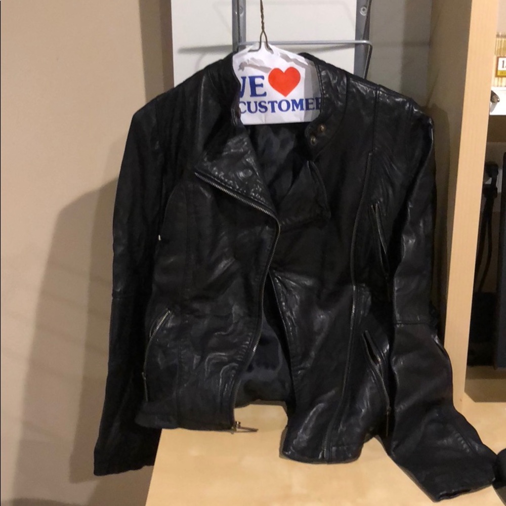 XS Black Leather Michael Kors Moto Jacket.